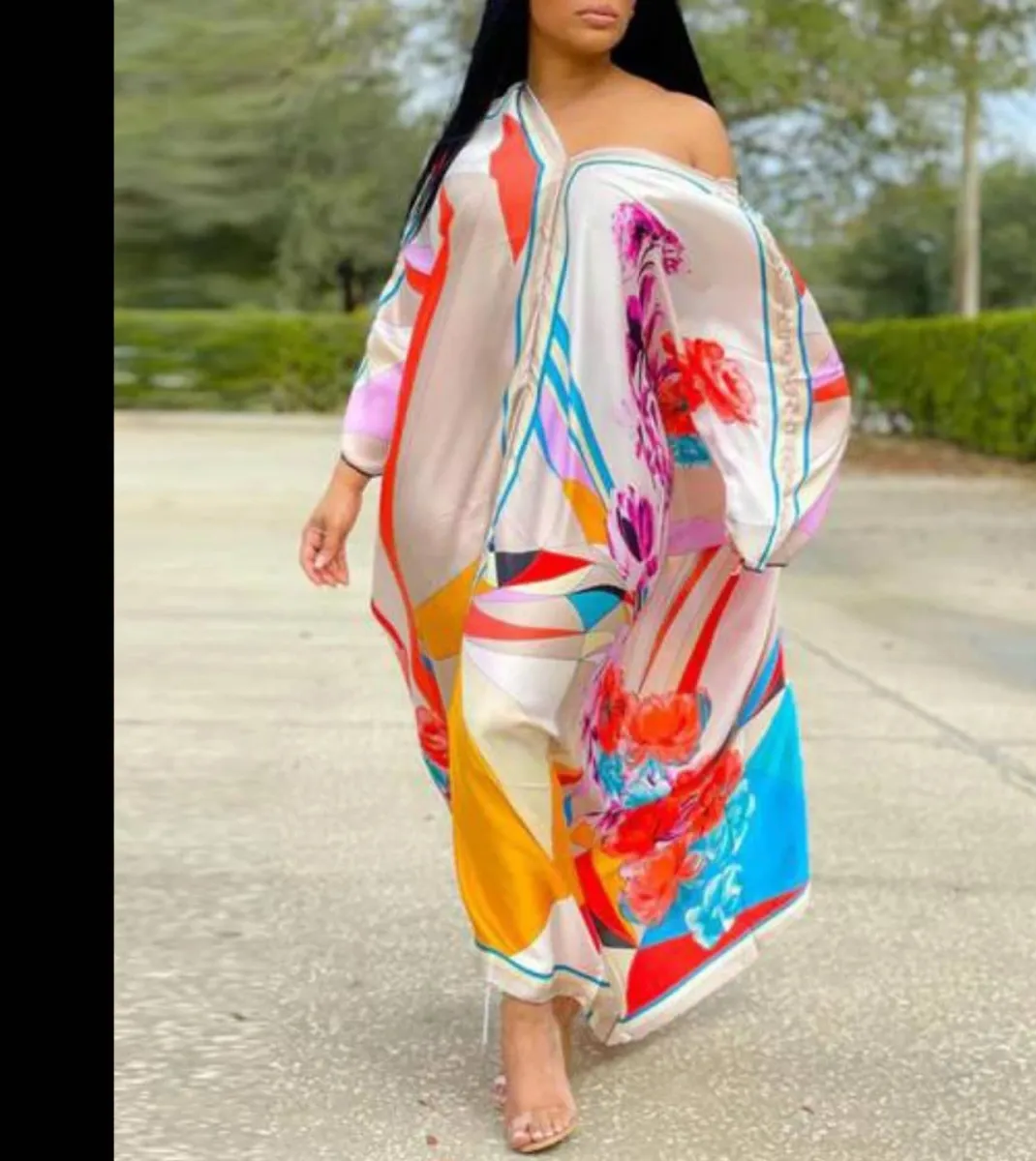 Floral Print Long Sleeve Casual Maxi Dress